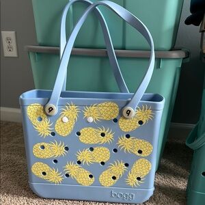Bogg Blue and Yellow Pineapple Tote Bag